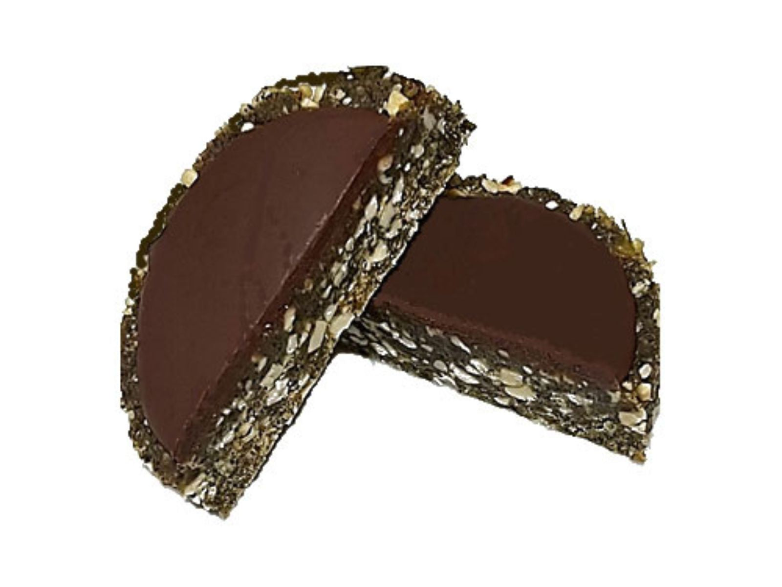 Chocolate Snack is Raw Vegan Plant-Based Gluten-Free, Protein Energy Breakfast bar. A Cookie Low in Sodium for Halal Diet & Allergen-Friendly: No Soy, No-Dairy, No Egg, No Sesame, No Gluten.  Nutty Rich Chocolate float thru a Medley of Sweet Dried Fruit & Nuts. Generous Topping of Chocolate. Rich, Indulgent, & Craveable.